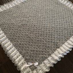 Grey Baby Blanket Crochet - Neutral Afghan Keepsake Gift Baby's First Shower - thumbnail 2
