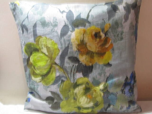 Designers Guild 100% Linen Fabric Veronese Duck Egg Cushion Cover Floral Design 4 - image 1