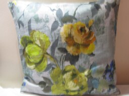 Designers Guild 100% Linen Fabric Veronese Duck Egg Cushion Cover Floral Design 4 - thumbnail 1