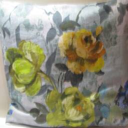 Designers Guild 100% Linen Fabric Veronese Duck Egg Cushion Cover Floral Design 4 - thumbnail 3