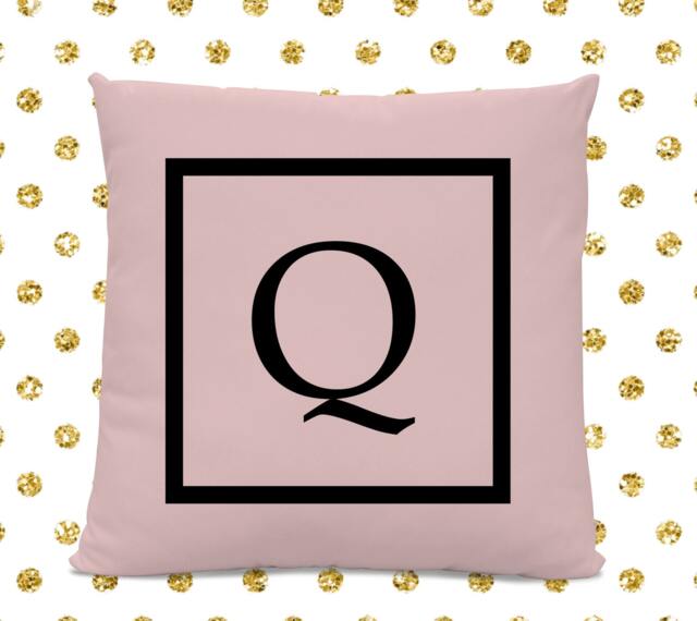 Initial Pillow - Letter With Q Monogrammed Custom Throw Pink