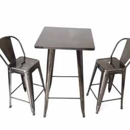 Metal High Table Tolix For Bar Stool Bistro Outdoor Garden Furniture, Silver Industrial Counter Kitchen Pub - thumbnail 4