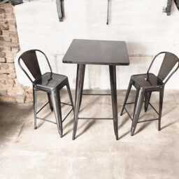 Metal High Table Tolix For Bar Stool Bistro Outdoor Garden Furniture, Silver Industrial Counter Kitchen Pub - thumbnail 2