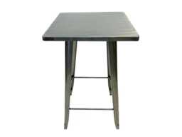 Metal High Table Tolix For Bar Stool Bistro Outdoor Garden Furniture, Silver Industrial Counter Kitchen Pub - thumbnail 1