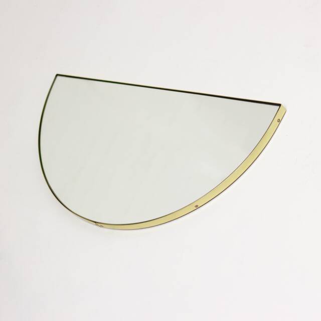 Luna??? Semicircular Minimalist Mirror With Brass Frame, Customisable - image 1