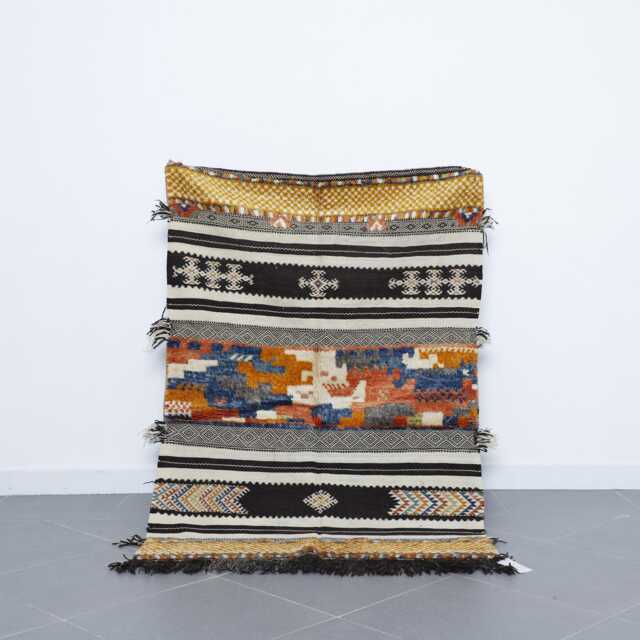 Handmade Wool Berber Rug Vintage Moroccan Flatweave Carpet - image 1