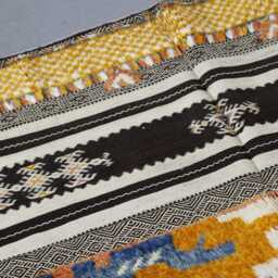 Handmade Wool Berber Rug Vintage Moroccan Flatweave Carpet - thumbnail 4