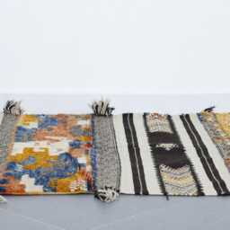 Handmade Wool Berber Rug Vintage Moroccan Flatweave Carpet - thumbnail 2