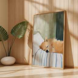 Pomeranian Print, Cute Wall Art, Poster, Gift For Dog Lovers, Art Home Decor - Sage Green - thumbnail 3