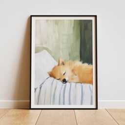 Pomeranian Print, Cute Wall Art, Poster, Gift For Dog Lovers, Art Home Decor - Sage Green - thumbnail 2