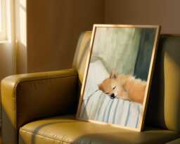 Pomeranian Print, Cute Wall Art, Poster, Gift For Dog Lovers, Art Home Decor - Sage Green - thumbnail 1