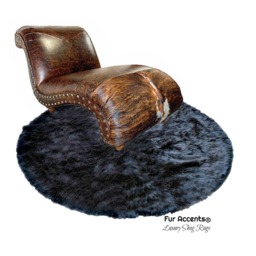 Plush Faux Fur Round Rug - Animal Friendly Shag Area Rug, Usa Made - thumbnail 2