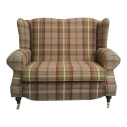 Wing Back Queen Anne Cottage 2 Seat Sofa -Balmoral Heather Tartan Fabric - thumbnail 2