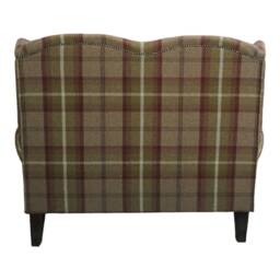 Wing Back Queen Anne Cottage 2 Seat Sofa -Balmoral Heather Tartan Fabric - thumbnail 3
