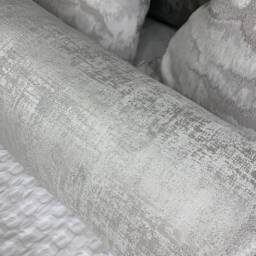 "Amelie Cushion 100% Duck Feather White & Silver Shimmer Bolster 16"" X 6" - thumbnail 3