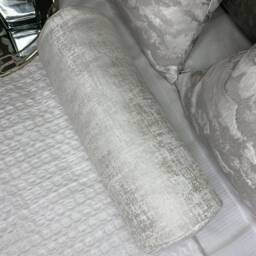 "Amelie Cushion 100% Duck Feather White & Silver Shimmer Bolster 16"" X 6" - thumbnail 2