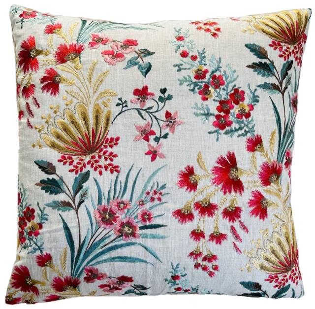 Floral Cushion Cover Embroidered Flowers Ashdown Michelham Throw Pillow Case 16 - image 1