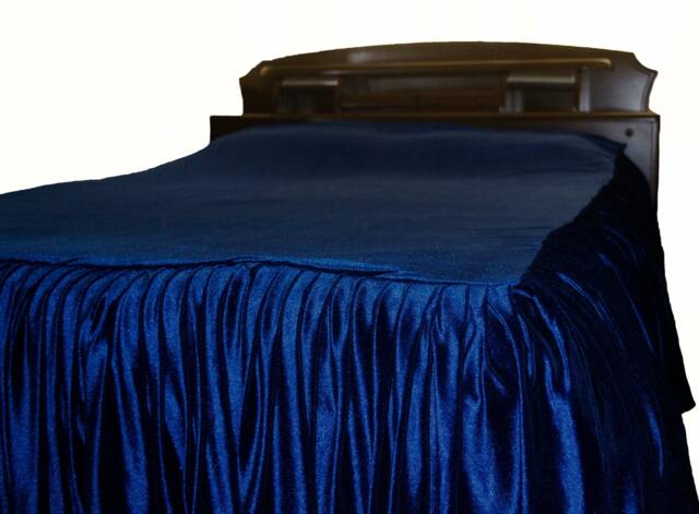 Skirted Bedspread, Navy Blue Velvet King Size Queen Twin Coverlet - image 1