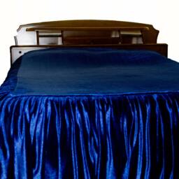 Skirted Bedspread, Navy Blue Velvet King Size Queen Twin Coverlet - thumbnail 2