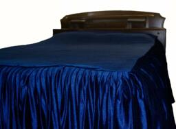 Skirted Bedspread, Navy Blue Velvet King Size Queen Twin Coverlet - thumbnail 1