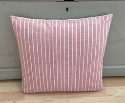 Country Pencil Ticking Stripe in Pink Ivory Linen Throw Cushion Cover/Sham Pillowcase - thumbnail 1