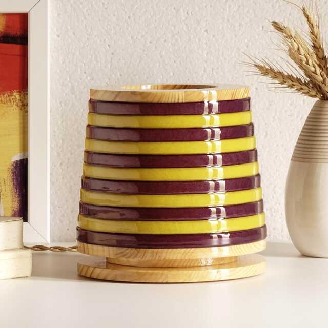 Unique Small Striped Table Lamp Handmade Decorative Lighting - image 1