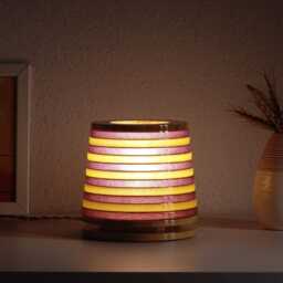 Unique Small Striped Table Lamp Handmade Decorative Lighting - thumbnail 2