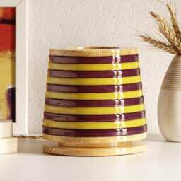Unique Small Striped Table Lamp Handmade Decorative Lighting - thumbnail 1