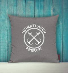 "Cushion Cover, Sofa Cushion ""Home Port Prerow, Family Holiday" - thumbnail 1