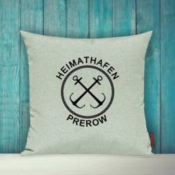 "Cushion Cover, Sofa Cushion ""Home Port Prerow, Family Holiday" - thumbnail 3
