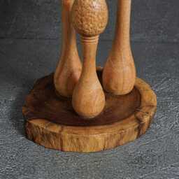 Hand Carved Trio Of Mushrooms Sculpture Driftwood Rustic Decor 7.4 - thumbnail 4