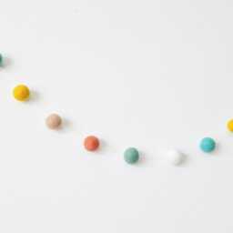 Boho Felt Ball Garland, Nursery Decor, Gender Neutral Baby Room Playroom Wall Hanging, Shower Gift - thumbnail 3