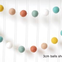Boho Felt Ball Garland, Nursery Decor, Gender Neutral Baby Room Playroom Wall Hanging, Shower Gift - thumbnail 2