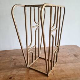 Gold Art Deco Side Table - Modern Living Room House Furniture Architecture Inspired Plant Stand For Interior Home Design - thumbnail 4