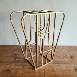 Gold Art Deco Side Table - Modern Living Room House Furniture Architecture Inspired Plant Stand For Interior Home Design - thumbnail 1
