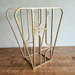 Gold Art Deco Side Table - Modern Living Room House Furniture Architecture Inspired Plant Stand For Interior Home Design - thumbnail 3