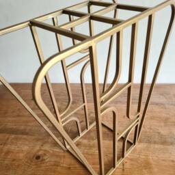 Gold Art Deco Side Table - Modern Living Room House Furniture Architecture Inspired Plant Stand For Interior Home Design - thumbnail 2