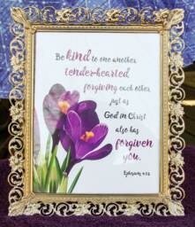 "Scripture Wall Art - Floral Purple Crocus 8x10 ""Be Kind To One Another Tenderhearted, Forgiving Each Other.." - thumbnail 1