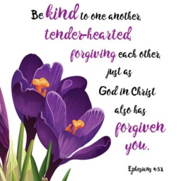 "Scripture Wall Art - Floral Purple Crocus 8x10 ""Be Kind To One Another Tenderhearted, Forgiving Each Other.." - thumbnail 2