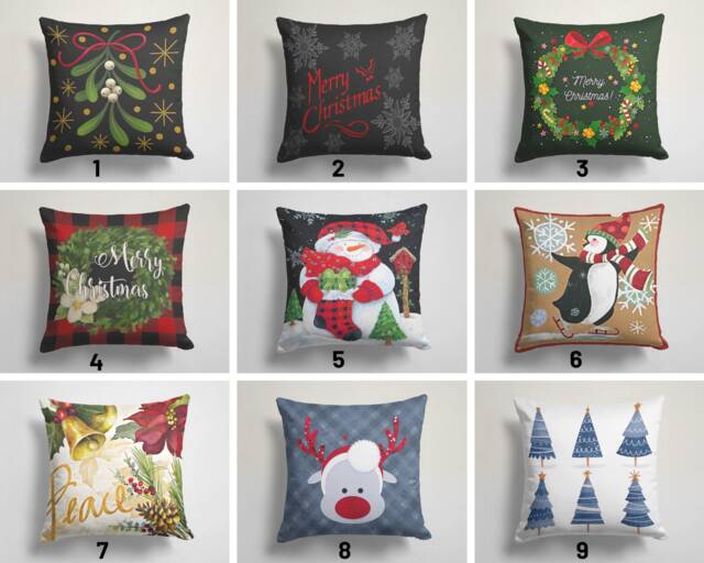 Christmas Cushion Cover/Snowman Pillow Cover/Christmas Gift/Christmas Decoration/Christmas Eve Gift/Kids Gift/Red Case - image 1