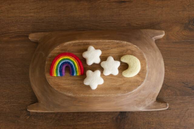 Newborn Rainbow Felted Wool Prop, Newborn Prop, Felted Star Photography Props, Newborn Moon Stars Set - image 1