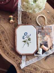 Morning Glory Embroidery Hoop, September Birth Flower Gift, Finished Embroidery, Aesthetic Spring Style - thumbnail 1