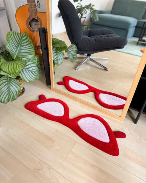 Cat Eye Glasses Tufted Rug/Handmade Rug, Fluffy Funny - image 1