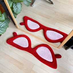 Cat Eye Glasses Tufted Rug/Handmade Rug, Fluffy Funny - thumbnail 2