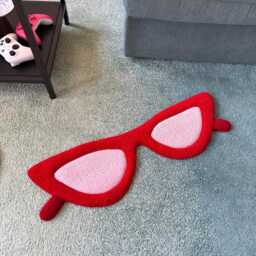 Cat Eye Glasses Tufted Rug/Handmade Rug, Fluffy Funny - thumbnail 3