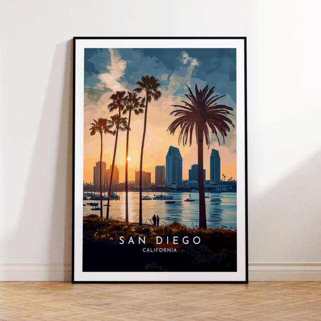 San Diego Travel Print - United States, California Poster, Home Decor, Gift Or Canvas - image 1
