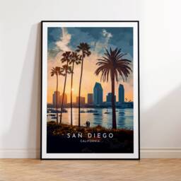 San Diego Travel Print - United States, California Poster, Home Decor, Gift Or Canvas - thumbnail 1