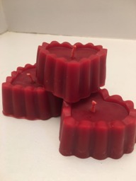 3 Heart Shaped Bees Wax Candles , Red Scented in Cranberry - thumbnail 1