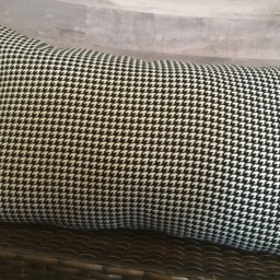 Valentines Lumbar Pillow Cover Red Heart Button, Houndstooth Detail - thumbnail 3