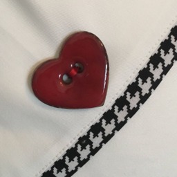 Valentines Lumbar Pillow Cover Red Heart Button, Houndstooth Detail - thumbnail 2